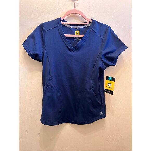 Wonderwink Navy Blue V Neck Stretch Scrup Top Size Small - Picture 2 of 6